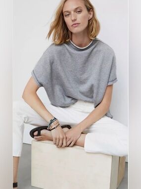 Pilcro raw hem funnel neck sweatshirt